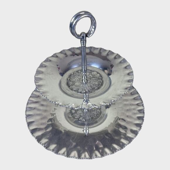 Cromwell Hand Wrought Aluminum 2 tier Server - Picture 1 of 8